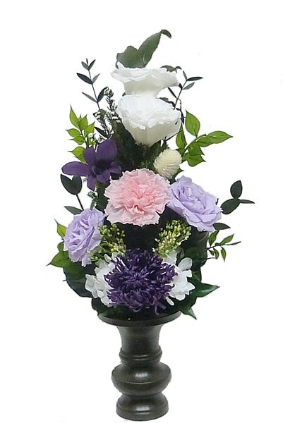画像1: プリザーブドフラワー仏花128　サイズ（M)　(花器は付属しておりません） (1)