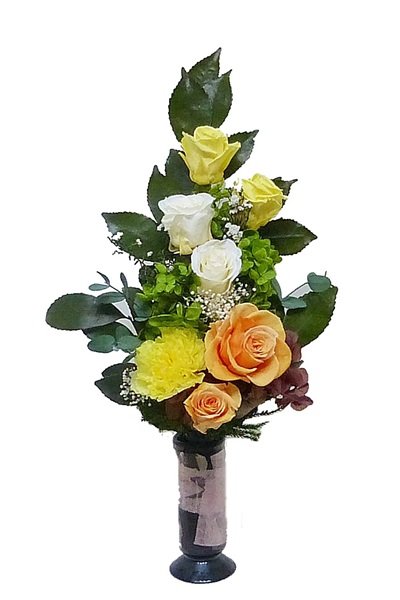 画像1: プリザーブドフラワー仏花271　サイズ（M)　(花器は付属しておりません） (1)