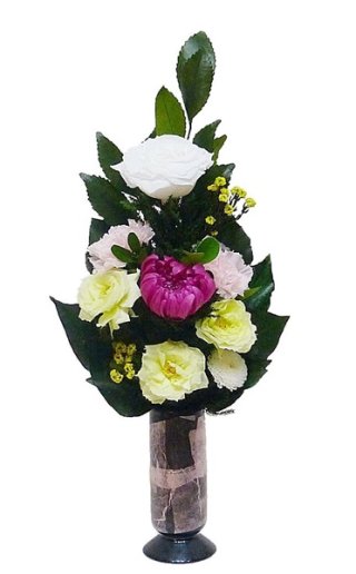 オーダー受付　　お仏壇用プリザーブドフラワー 仏花　お供え花　造花無し 大きめ/ピンク/器なし】お仏壇にお供えするプリザーブドフラワー